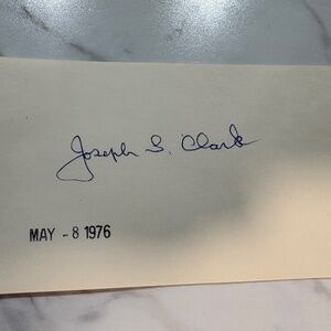 Senator Joseph Clark — Autograph Signed Card — U.S. Senate — Pennsylvania